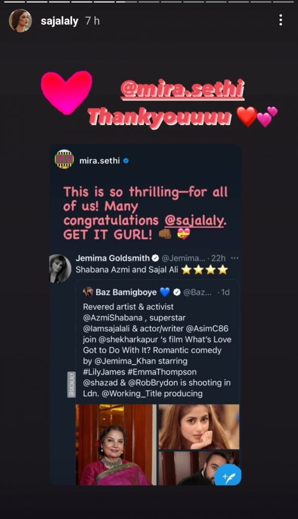 Celebrities lauds Sajal Ali for marking her achievement with the Hollywood project