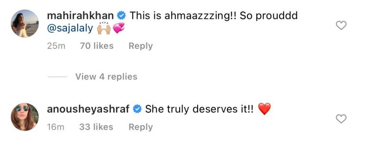 Celebrities lauds Sajal Ali for marking her achievement with the Hollywood project
