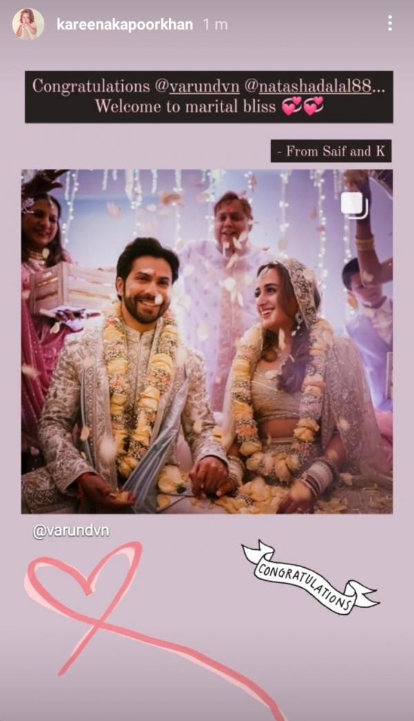 Bollywood stars pours wishes for newlyweds Varun Dhawan & Natasha Dalal