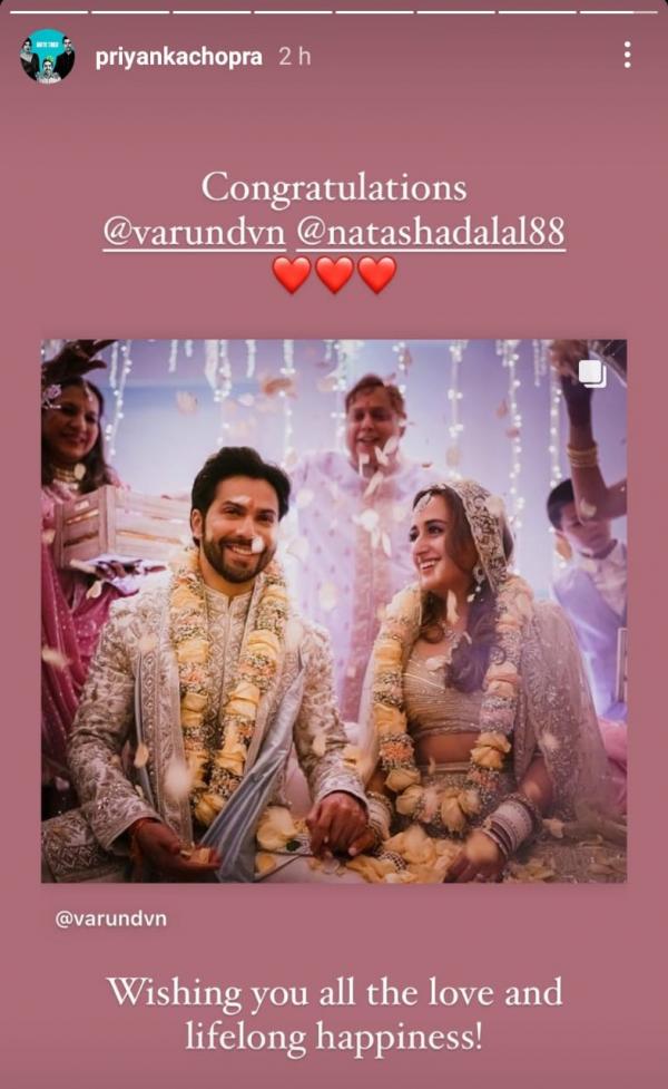 Bollywood stars pours wishes for newlyweds Varun Dhawan & Natasha Dalal
