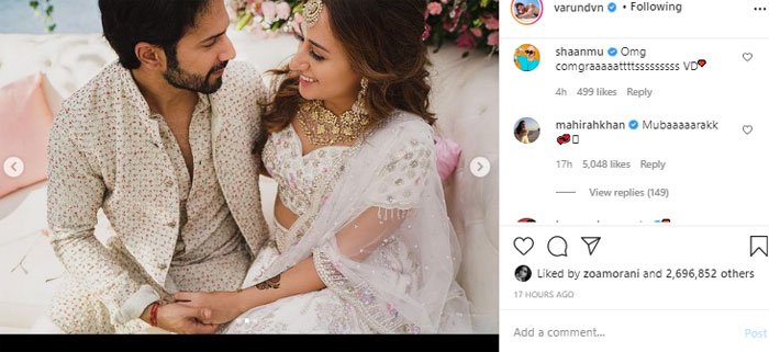 Mahira Khan congratulates newlyweds Natasha Dalal and Varun Dhawan