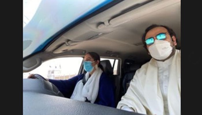 Bakhtawar Bhutto-Zardari drives husband Mahmood Choudhry to Garhi Khuda Baksh