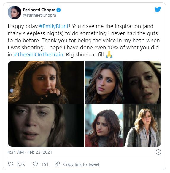 Parineeti Chopra wishes original ‘The Girl On The Train’ Emily Blunt on birthday 