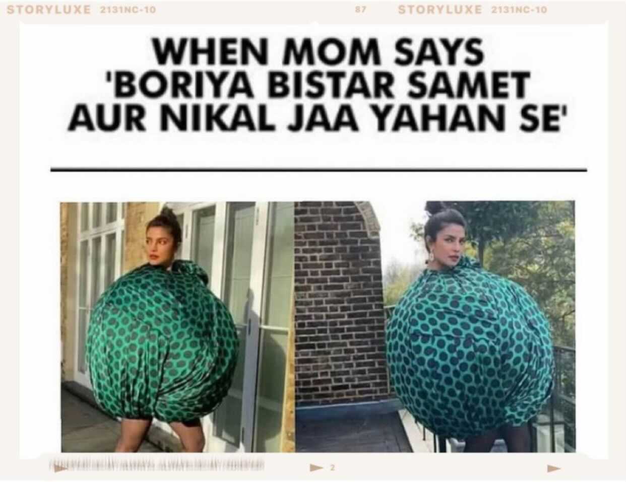 Priyanka Chopra-Jonas reacts with laughing as netizens shares memes on her puffy green dress