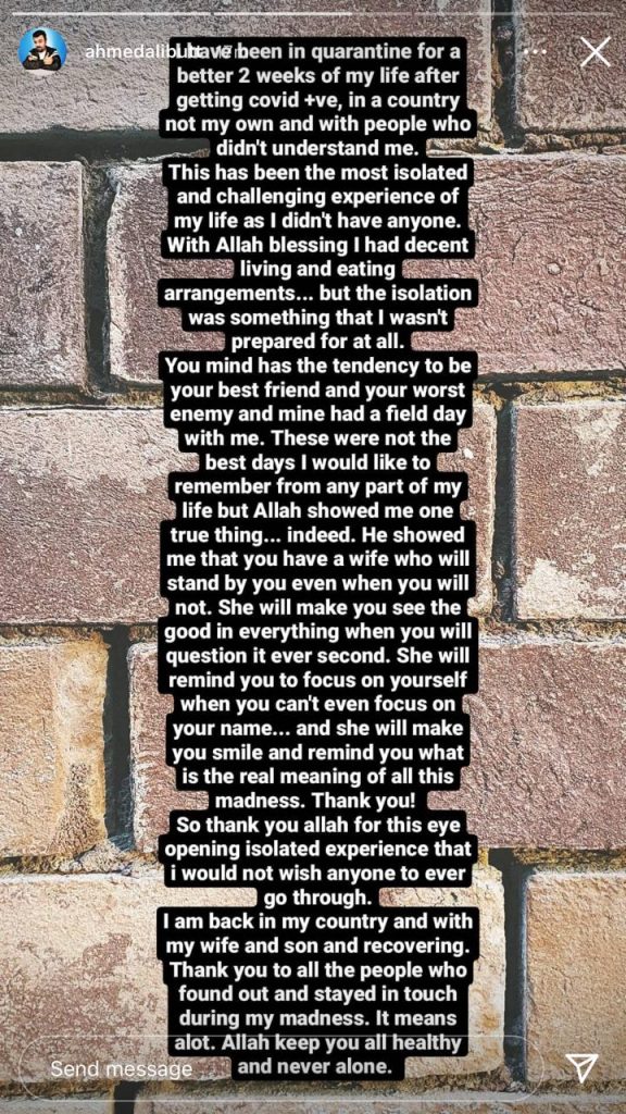 Ahmed Ali Butt recalls the trauma of testing positive for COVID in a foreign land