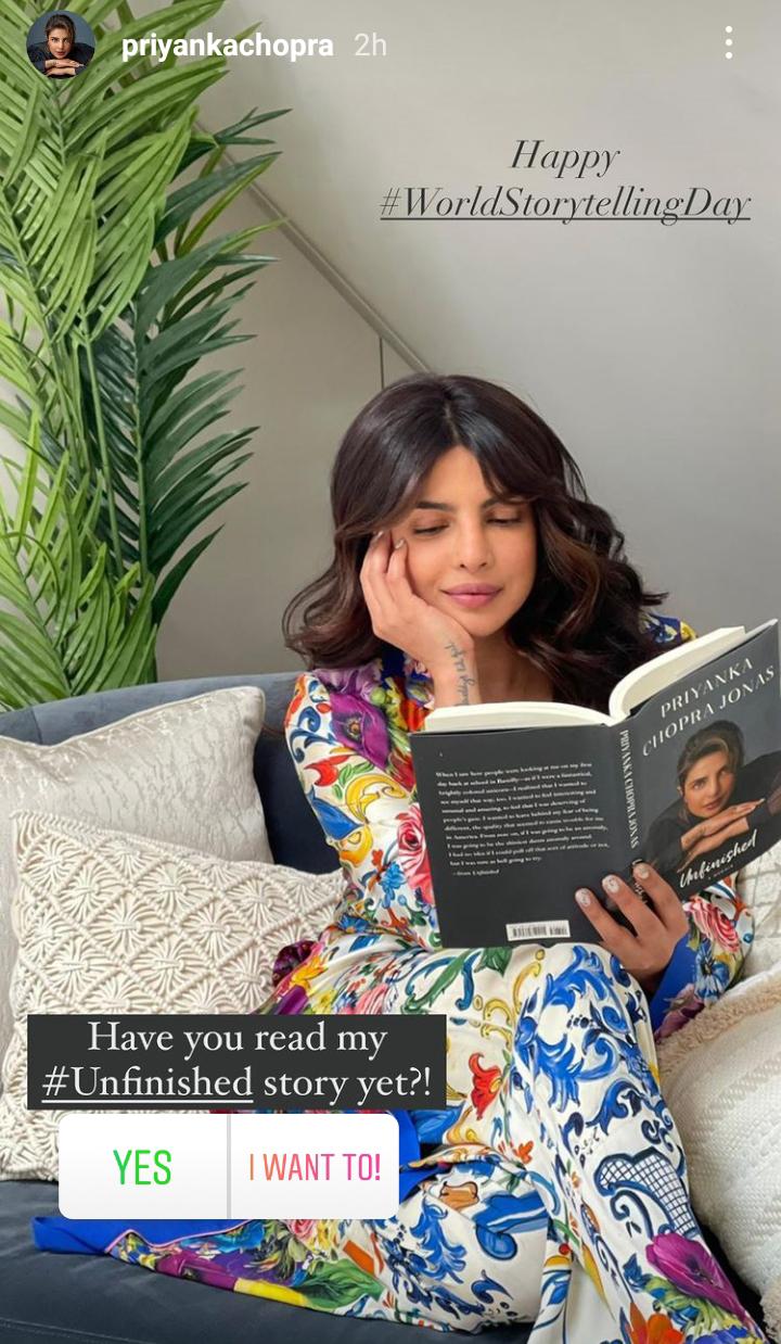 Celebrating World Storytelling Day, Priyanka Chopra asks fans if they have read her book ‘Unfinished’