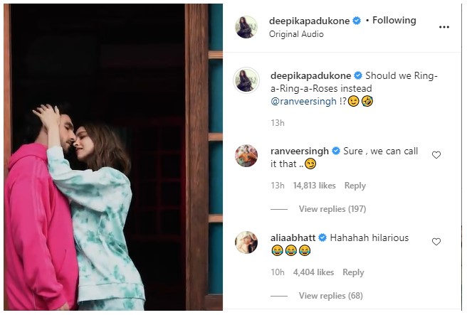 Alia Bhatt reacts ‘hilarious’ on Deepika Padukone, Ranveer Singh’s silhouette challenge video