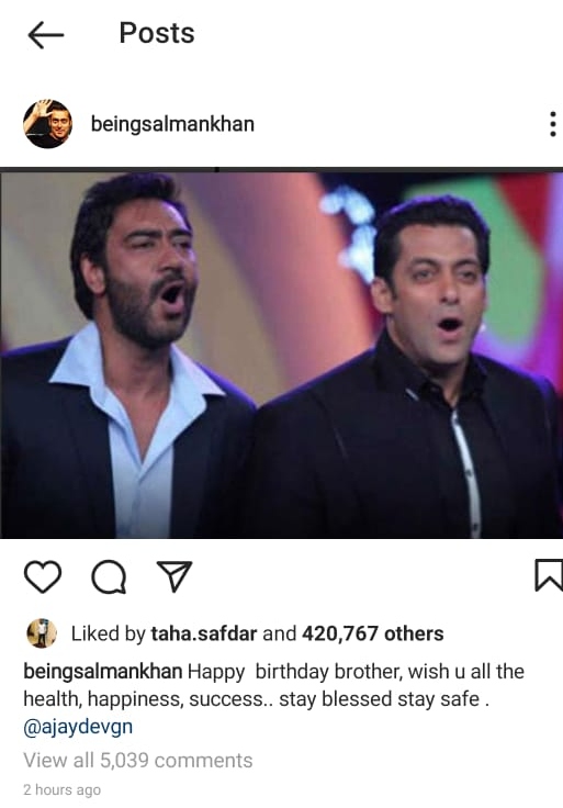 Salman Khan wishes Ajay Devgan Happy Birthday