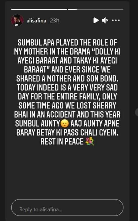 Celebrities pay tribute to the late actress Sumbul Shahid