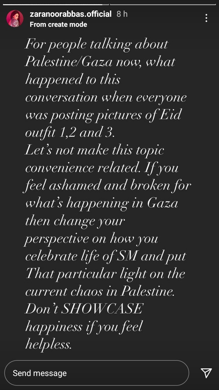 Zara Noor Abbas calls out people celebrating Eid amid Israel’s violence in Gaza