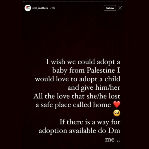 Mathira wishes to adopt a Palestinian child