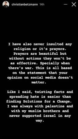 Christian Betzmann responds to backlash, says it was his honest and constructive criticism