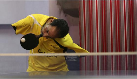 Disabled Table Tennis Player With Both Hands