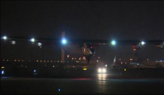 Historical Solar Impulse A Plane Departing From Cairo To Abu Dhabi