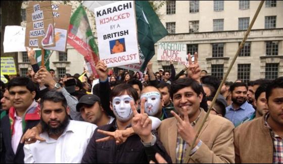 Protest Against Founder Mqm Altaf Hussain In London