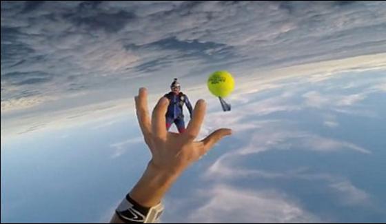 Playing Tennis At 13000 Feet During Sky Diving