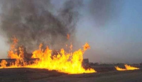 Fire Erupts After Overturn Oil Tanker