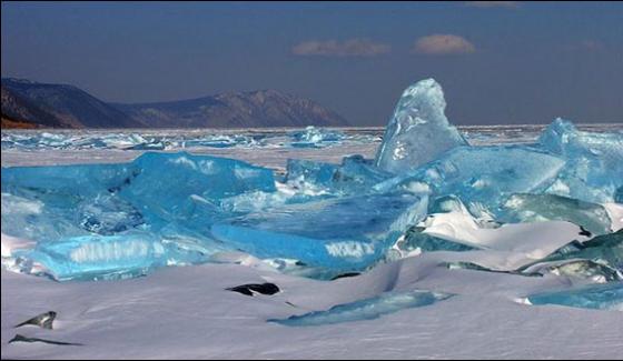 Ice Wave Is Seen Climbing On To The Shores Of Lake Baikal In Russia