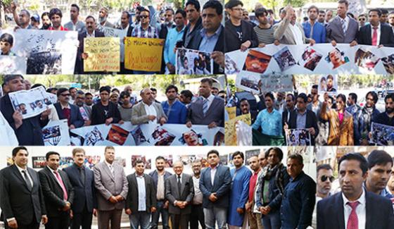 Spainpakistani Community Protested Outside The Indian Embassy