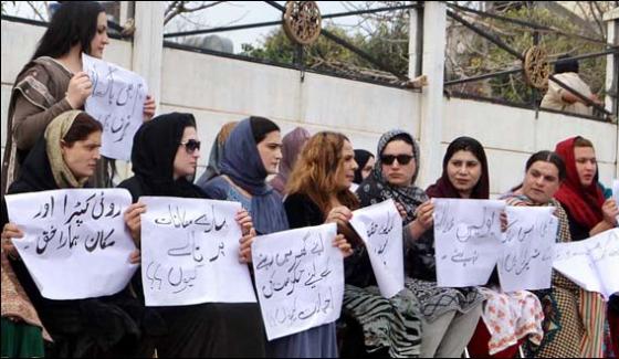 Eunuchs Stage A Demonstration In Support Of Their Demands Outside Peshawar Press Club