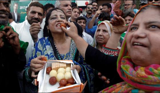 Prime Minister Disqualified Pti Workers Distribute Sweets