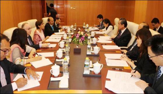 Foreign Secretary Tehmina Janjua In A Meeting With Chinese Foreign Minister Wang Yi At Beijing
