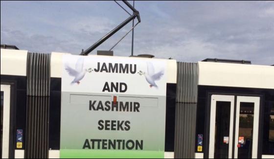 Banners Posted In Genevia In Favour Of Kashmiris