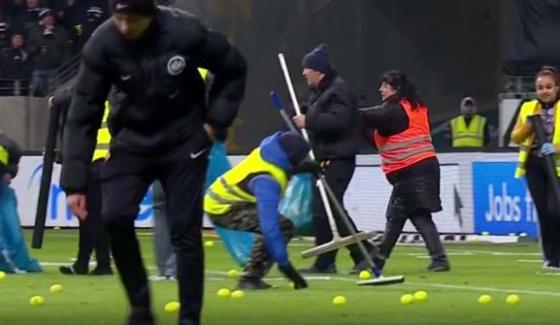 Germany Fans Threw Hundreds Of Balls And Toilet Papers In Football Match