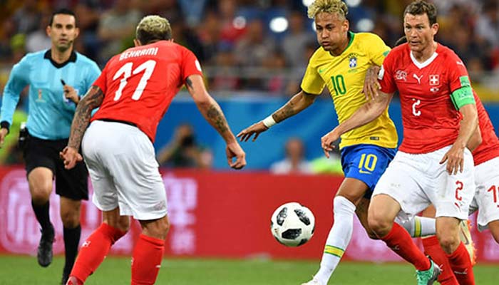 فٹبال ورلڈ کپ : برازیل اور سوئٹزر لینڈ کا میچ برابر
