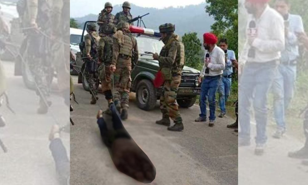 سوشل میڈیا، شہید کشمیری کی لاش گھسیٹنے پر بھارتی فوج پر شدید تنقید