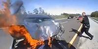 Dashcam Captures Driver Crashing Into Police Car And Bursting Into Flames Florida