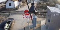 Driver Cheats Death As Car Is Hit By Train