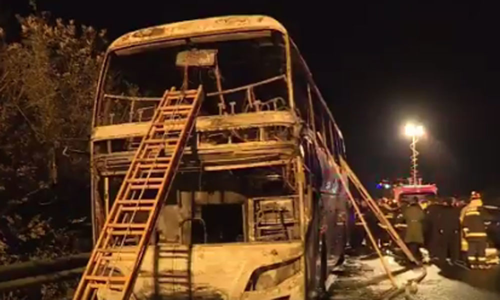 چین: ٹور بس میں آگ لگنے سے 26 افراد ہلاک