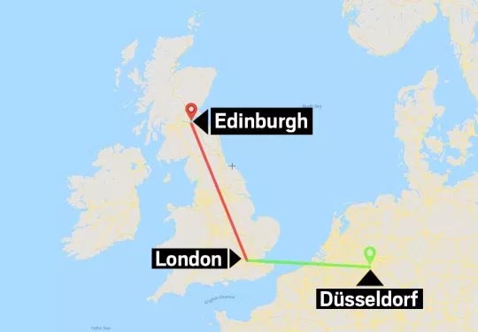 برطانوی پرواز جرمنی کے بجائے اسکاٹ لینڈ پہنچ گئی