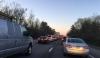 Last Minute Exit Causes A Van To Crash Into The Guardrail
