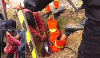 Firefighter Saves Boy Trapped In Narrow Well China