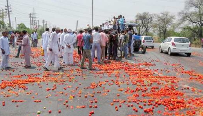 قلعہ سیف اللہ: تاجروں کا ٹماٹر سڑک پر پھینک کر احتجاج