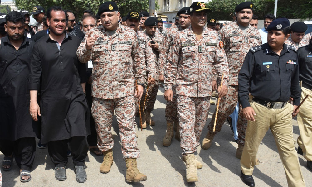 کراچی: ڈی جی رینجرز کا عاشورہ کے جلوس کی سیکیورٹی کا جائزہ