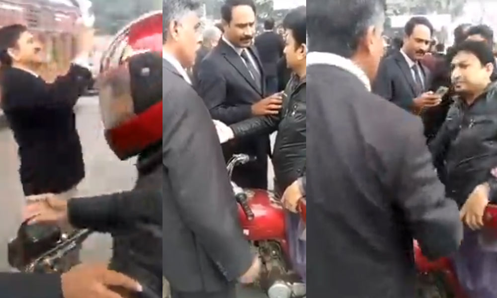 وکیل کے موٹر سائیکل سوار شہری پر تشدد کی ویڈیو وائرل 