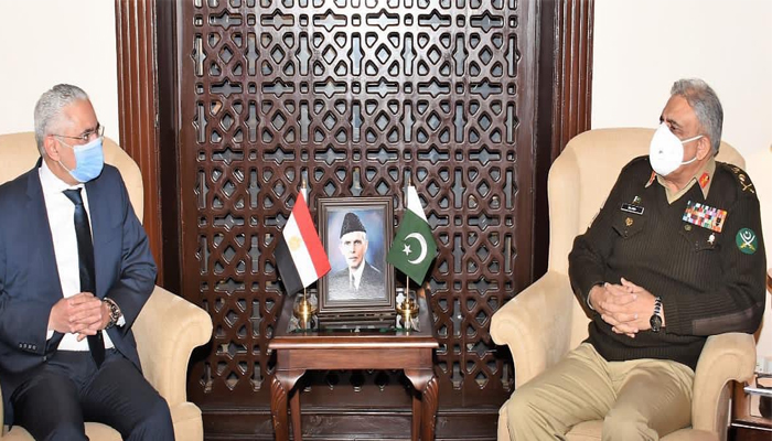آرمی چیف جنرل قمر جاوید باجوہ سے مصری سفیر طارق محمددخروج کی ملاقات