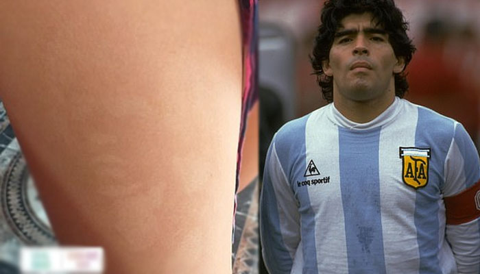 ارجنٹینی شخص کا فرل فرینڈ کی ٹانگ پر میراڈونا کی جھلک کا دعویٰ