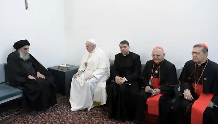 پوپ فرانسس آیت اللہ سیستانی سے ملاقات کیلئے نجف پہنچ گئے
