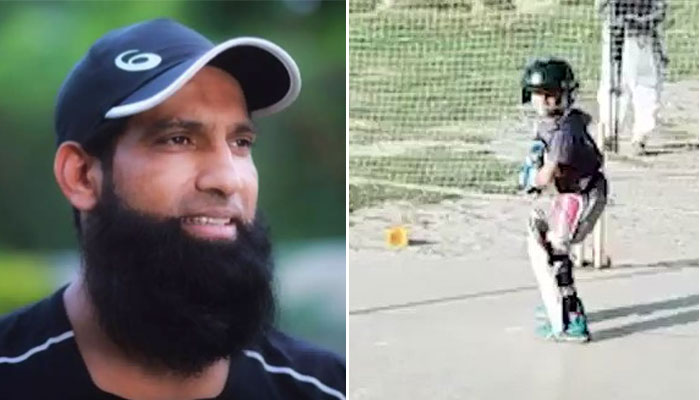 محمد یوسف 6 سالہ بچے کو بیٹنگ ٹپس دینے پہنچ گئے