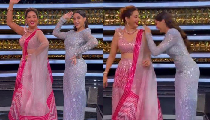 Madhuri Dixit and Nora Fatehi’s groovy dance video wins the internet