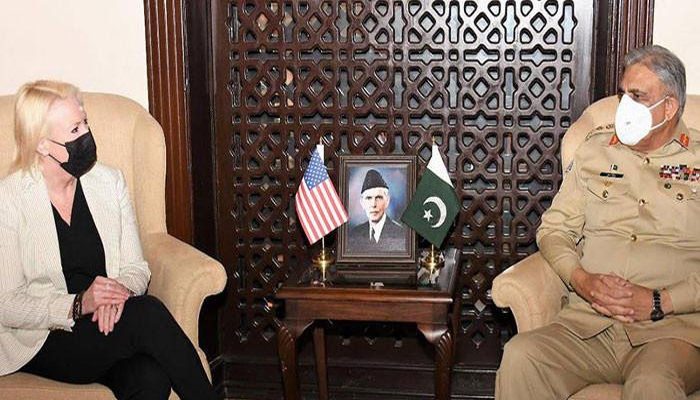 آرمی چیف جنرل قمر باجوہ سے امریکی ناظم الامور اینجلا ایگلر کی ملاقات
