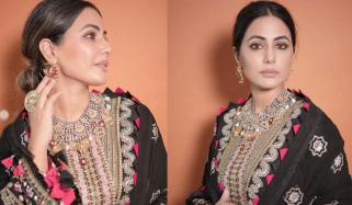 حنا خان نے عید پر پاکستانی ڈیزائنر کا لباس زیب تن کیا؟