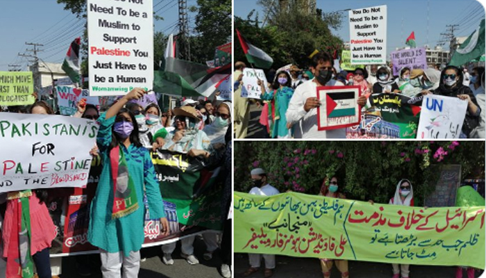 لاہور :فلسطینیوں سے اظہار یکجہتی، کئی جماعتوں اور تنظیموں کا احتجاج
