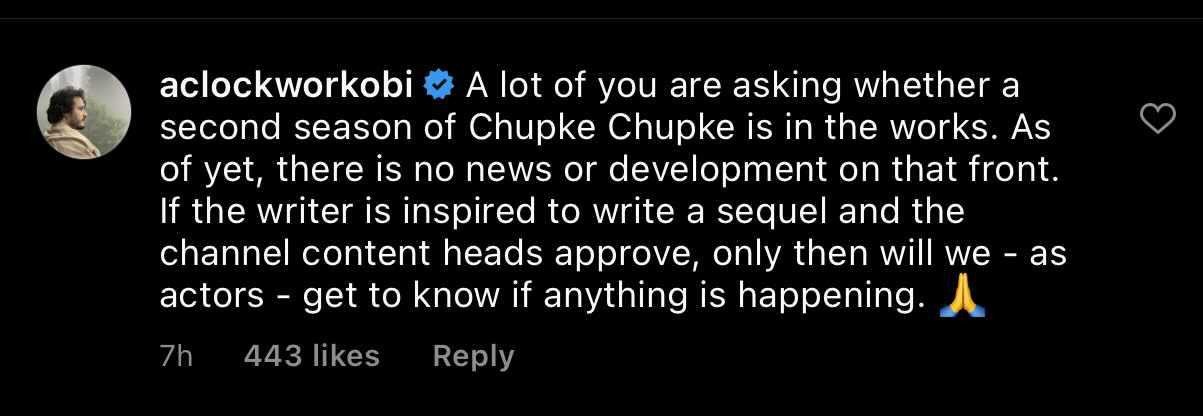 Osman Khalid Butt responds to rumors of ‘Chupke Chupke’ season two