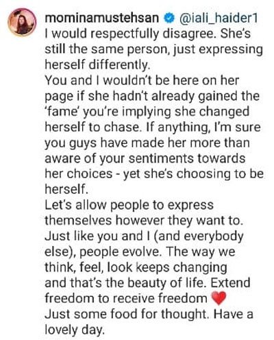 Momina Mustehsan defends Alizeh Shah amid wardrobe backlash