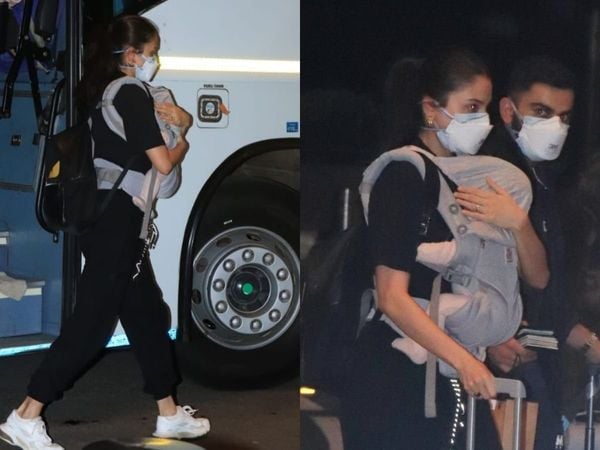 Anushka Sharma, Virat Kohli with baby Vamika get clicked at Mumbai airport